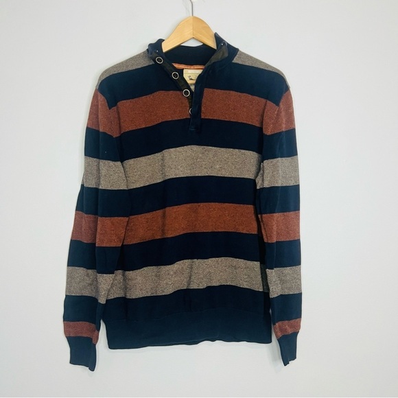 Refectory Vintage Premium Striped 1/4 Button Up Polo L - Picture 1 of 4